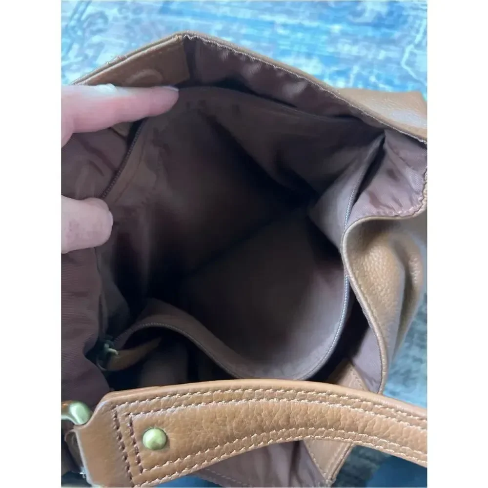 KOOBA Pebbled Leather Hobo Bag Luggage Brown Genuine Leather Purse